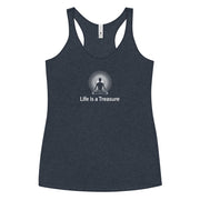 "Life is a Treasure" Positive Thought Brand Women's Racerback Tank (White Graphic)