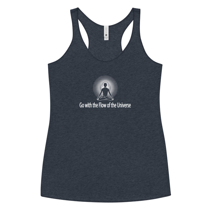 "Go with the Flow of the Universe" Women's Racerback Tank (White Graphic)