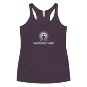 "I am Perfect Health" Positive Thought Brand Women's Racerback Tank (White Graphic)