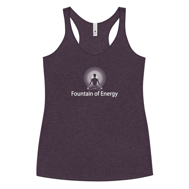 "Fountain of Energy" Positive Thought Brand Women's Racerback Tank (White Graphic)