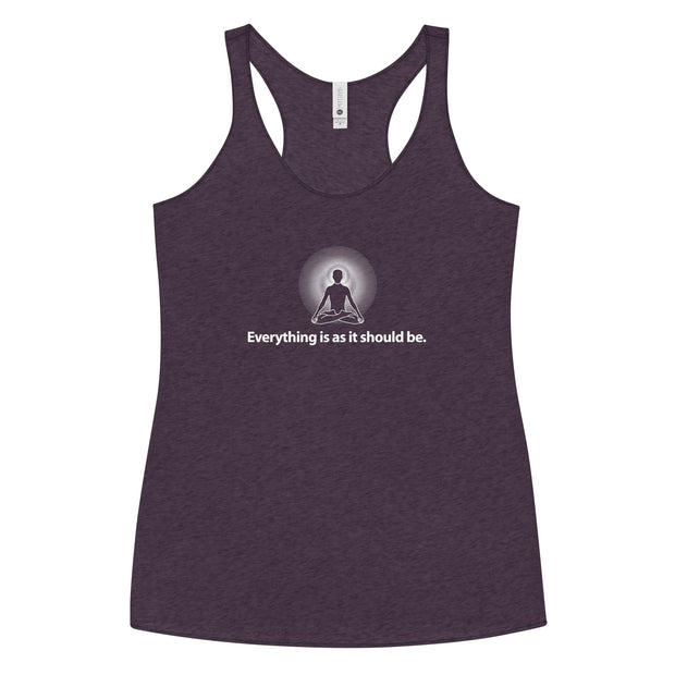 "Everything is as it should Be" Positive Thought Brand Women's Racerback Tank (White Graphic)