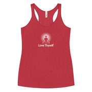 "Love Thyself" Positive Thought Brand Women's Racerback Tank (White Graphic)