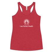 "I am Perfect Health" Positive Thought Brand Women's Racerback Tank (White Graphic)