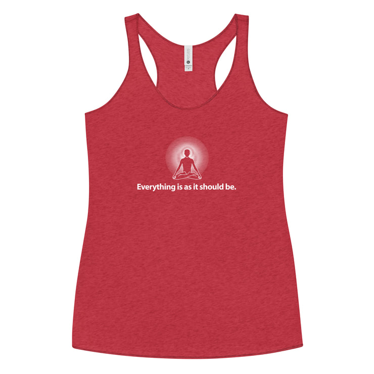 "Everything is as it should Be" Positive Thought Brand Women's Racerback Tank (White Graphic)