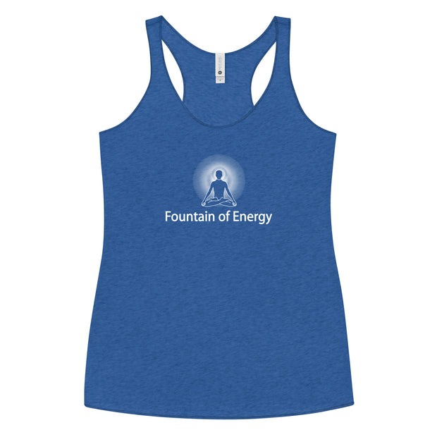 "Fountain of Energy" Positive Thought Brand Women's Racerback Tank (White Graphic)