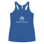 "Everything is as it should Be" Positive Thought Brand Women's Racerback Tank (White Graphic)