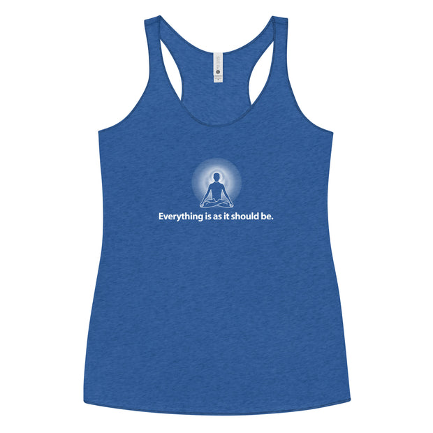 "Everything is as it should Be" Positive Thought Brand Women's Racerback Tank (White Graphic)
