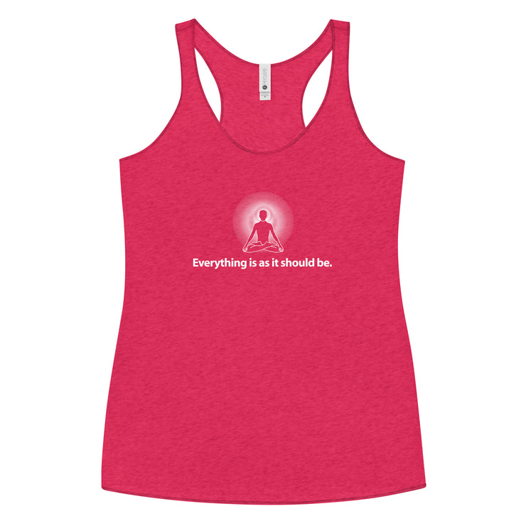 "Everything is as it should Be" Positive Thought Brand Women's Racerback Tank (White Graphic)