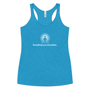 "Everything is as it should Be" Positive Thought Brand Women's Racerback Tank (White Graphic)