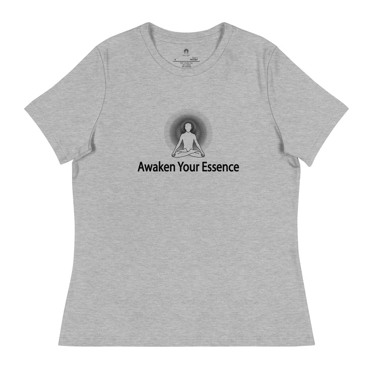 "Awaken Your Essence" Positive Thought Brand Women's Relaxed T-Shirt (Black Lettering)