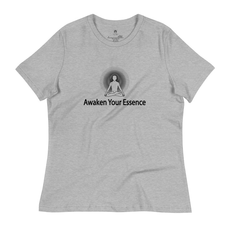 "Awaken Your Essence" Women's Relaxed T-Shirt (Black Graphic)