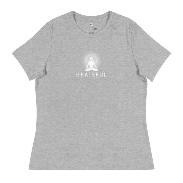 "GRATEFUL" Positive Thought Brand Women's Relaxed T-Shirt (White Graphic)