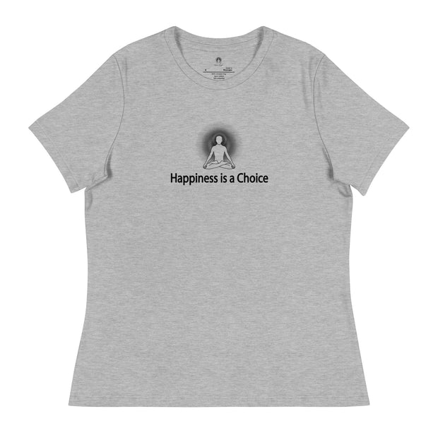 "Happiness is a Choice" Positive Thought Brand Women's Relaxed T-Shirt (Black Graphic)