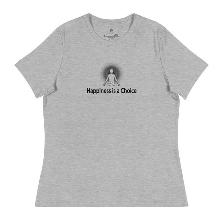 "Happiness is a Choice" Positive Thought Brand Women's Relaxed T-Shirt (Black Graphic)