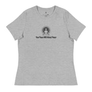 "Your Peace will Attract Peace" Positive Thought Brand Women's Relaxed T-Shirt (Black Graphic)