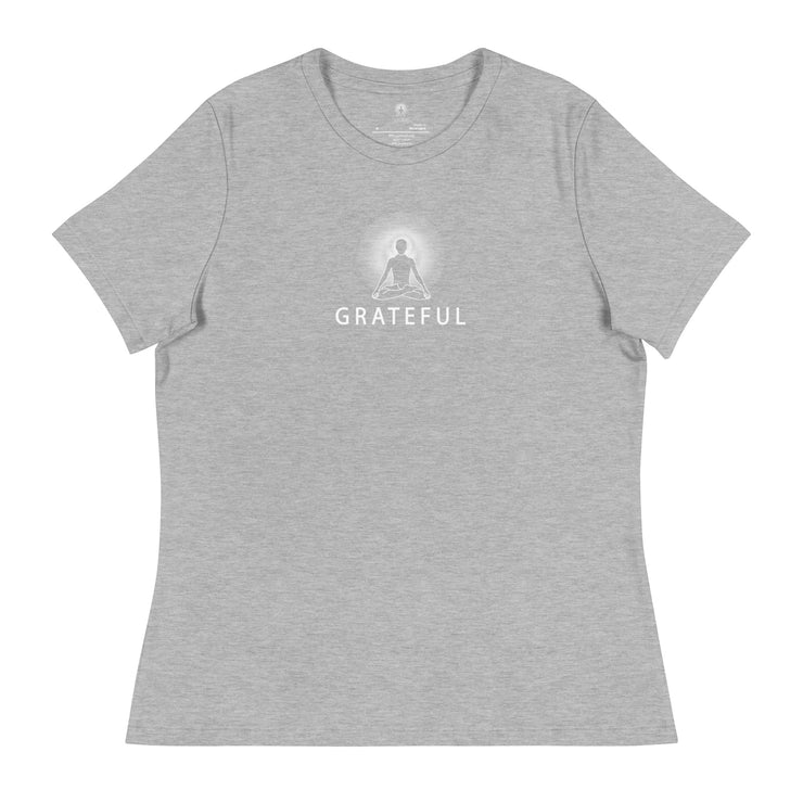 "GRATEFUL" Positive Thought Brand Women's Relaxed T-Shirt (White Graphic)