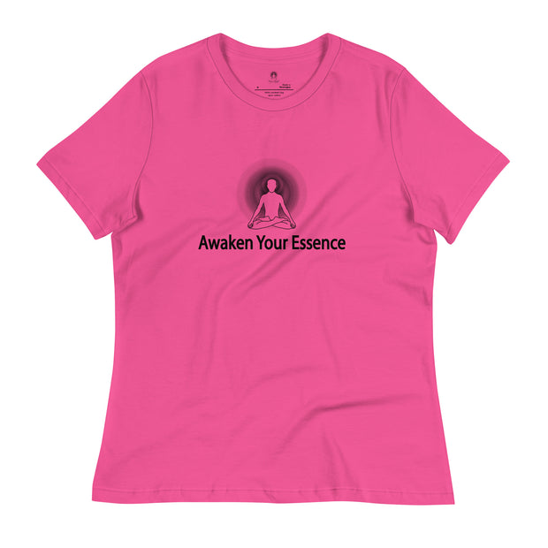 "Awaken Your Essence" Women's Relaxed T-Shirt (Black Graphic)