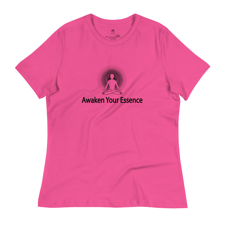 "Awaken Your Essence" Women's Relaxed T-Shirt (Black Graphic)