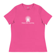 "Enjoy Life's Journey" Positive Thought Brand Women's Relaxed T-Shirt (White Graphic)