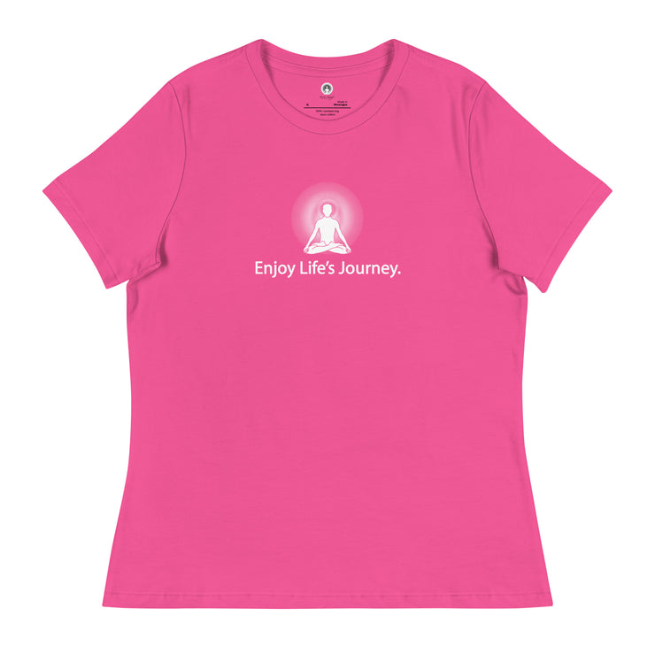 "Enjoy Life's Journey" Positive Thought Brand Women's Relaxed T-Shirt (White Graphic)