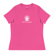 "Free Your Spirit" Positive Thought Brand Women's Relaxed T-Shirt (White Graphics)