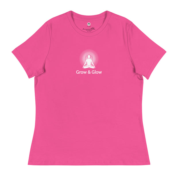 "Grow & Glow" Positive Thought Brand Women's Relaxed T-Shirt (White Graphic)