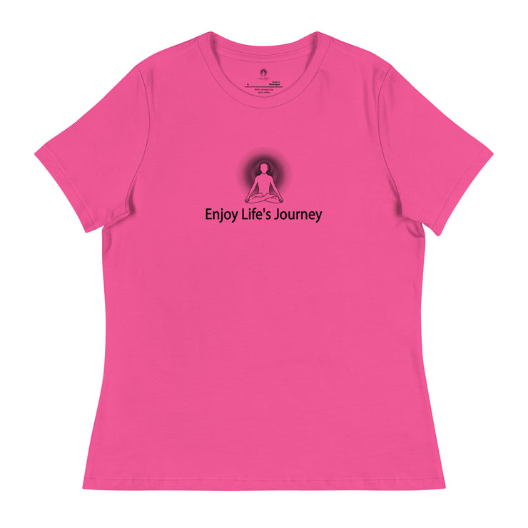 "Enjoy Life's Journey" Positive Thought Brand Women's Relaxed T-Shirt (Black Graphic)