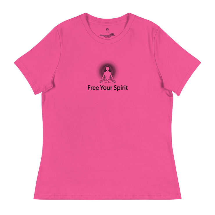 "Free Your Spirit" Positive Thought Brand Women's Relaxed T-Shirt (Black Graphic)