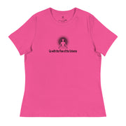 "Go with the Flow of the Universe" Positive Thought Brand Women's Relaxed T-Shirt (Black Graphic)