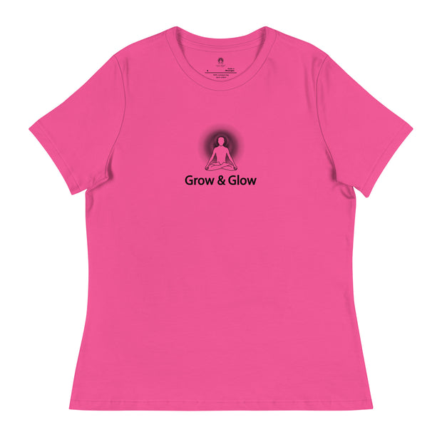 "Grow & Glow" Positive Thought Brand Women's Relaxed T-Shirt (Black Graphic)