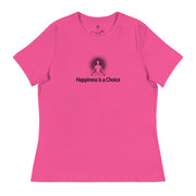 "Happiness is a Choice" Positive Thought Brand Women's Relaxed T-Shirt (Black Graphic)