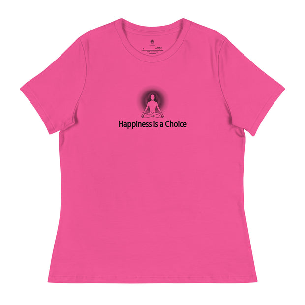 "Happiness is a Choice" Positive Thought Brand Women's Relaxed T-Shirt (Black Graphic)