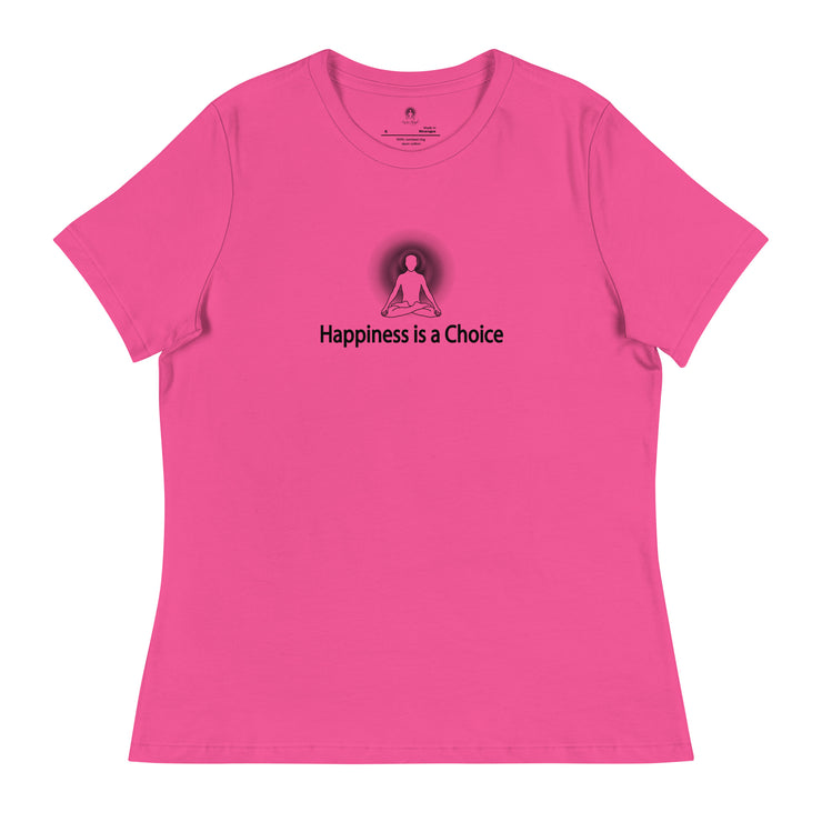 "Happiness is a Choice" Positive Thought Brand Women's Relaxed T-Shirt (Black Graphic)