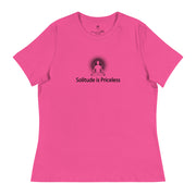 "Solitude is Priceless" Positive Thought Brand Women's Relaxed T-Shirt (Black Graphic)