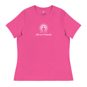 "Life is a Treasure" Positive Thought Brand Women's Relaxed T-Shirt (White Graphic)