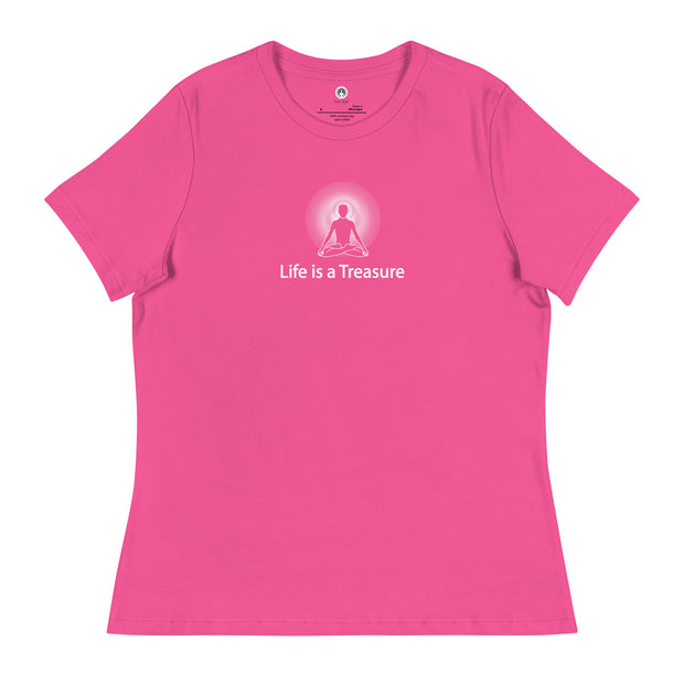 "Life is a Treasure" Positive Thought Brand Women's Relaxed T-Shirt (White Graphic)