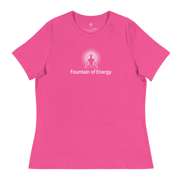 "Fountain of Energy" Positive Thought Brand Women's Relaxed T-Shirt (White Graphc)