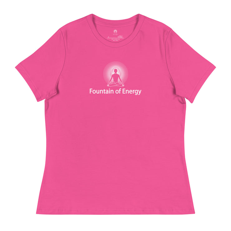 "Fountain of Energy" Positive Thought Brand Women's Relaxed T-Shirt (White Graphc)
