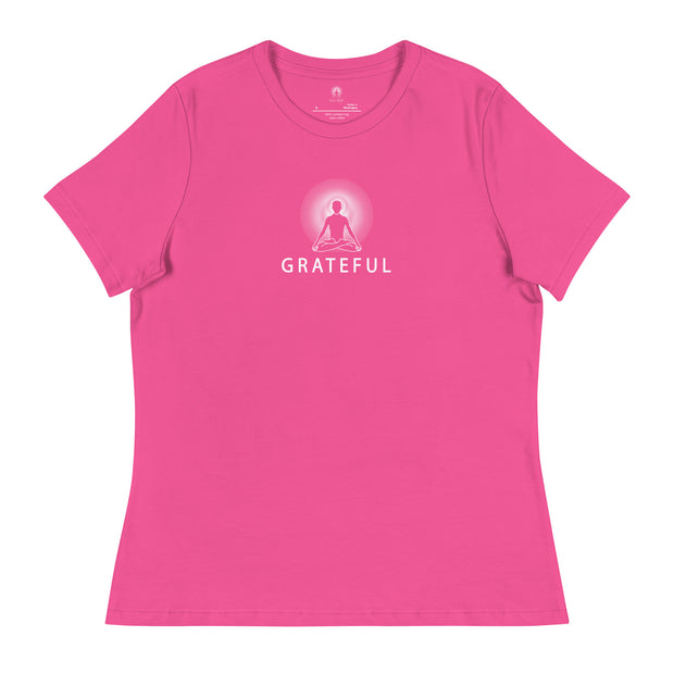 "GRATEFUL" Positive Thought Brand Women's Relaxed T-Shirt (White Graphic)