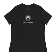 "Life is a Treasure" Positive Thought Brand Women's Relaxed T-Shirt (White Graphic)