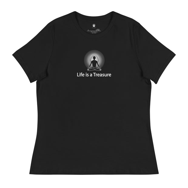 "Life is a Treasure" Positive Thought Brand Women's Relaxed T-Shirt (White Graphic)