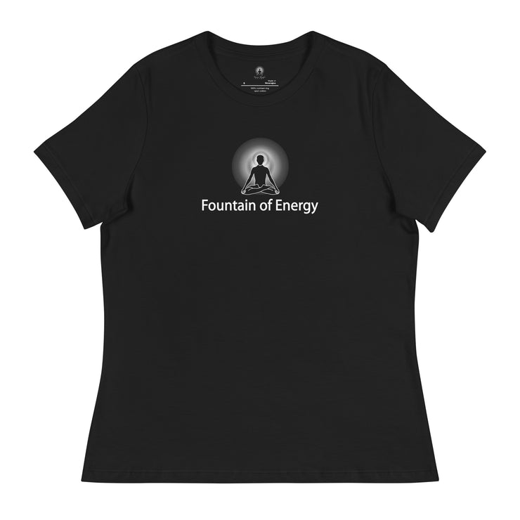 "Fountain of Energy" Positive Thought Brand Women's Relaxed T-Shirt (White Graphc)