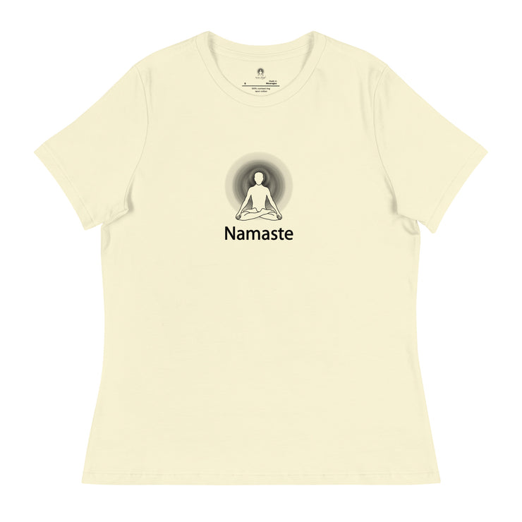 "Namaste" Positive Thought Brand Women's Relaxed T-Shirt (Black Lettering)