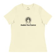 "Awaken Your Essence" Positive Thought Brand Women's Relaxed T-Shirt (Black Lettering)