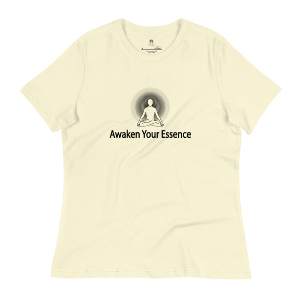 "Awaken Your Essence" Women's Relaxed T-Shirt (Black Graphic)