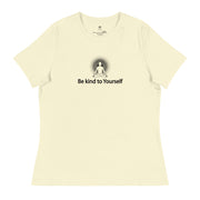 "Be kind to Yourself" Positive Thought Brand Women's Relaxed T-Shirt (Black Graphic)
