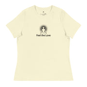 "Feel the Love" Positive Thought Brand Women's Relaxed T-Shirt (Black Graphic)