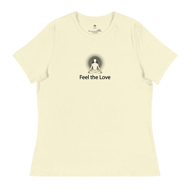 "Feel the Love" Positive Thought Brand Women's Relaxed T-Shirt (Black Graphic)