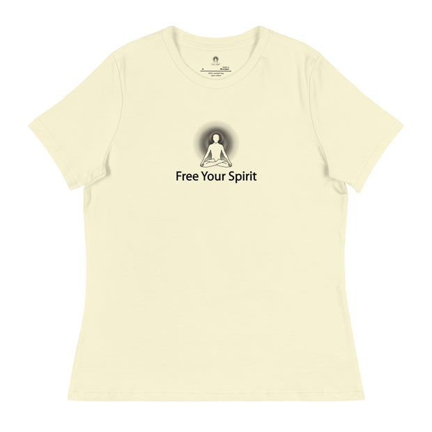 "Free Your Spirit" Positive Thought Brand Women's Relaxed T-Shirt (Black Graphic)