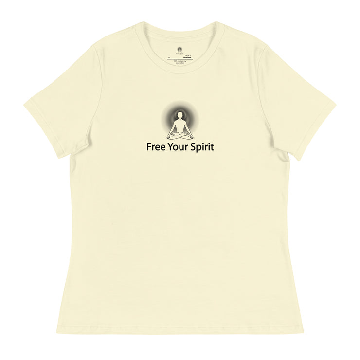 "Free Your Spirit" Positive Thought Brand Women's Relaxed T-Shirt (Black Graphic)